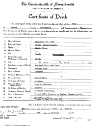 US Death Certificate