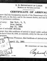 US Arrival Certificate