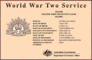 Walter John Westcott Close (1891) WW2 Service