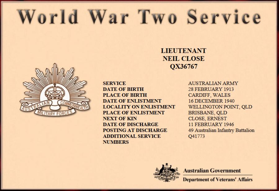 Read more about the article Neil Close (1913) – World War 2